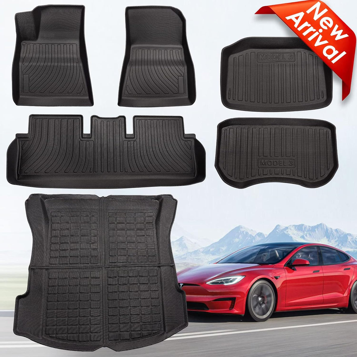 All Weather Anti-Slip Waterproof TPE Floor Mats Trunk Mat J8066