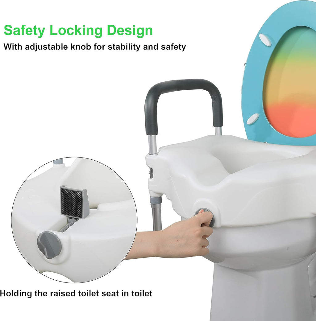 Raised Toilet Seat with Handle, Height Adjustable Legs G3017
