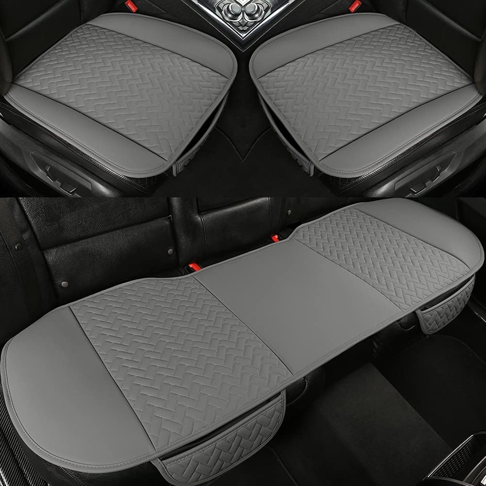 Beige Pu Leather Car Seat Bottom Covers, Pack of 2 L38781