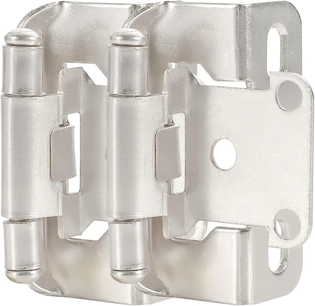 50 Pack 1/2" Self Closing Brushed Nickel Semi Wrap Cabinet Hinges X419788