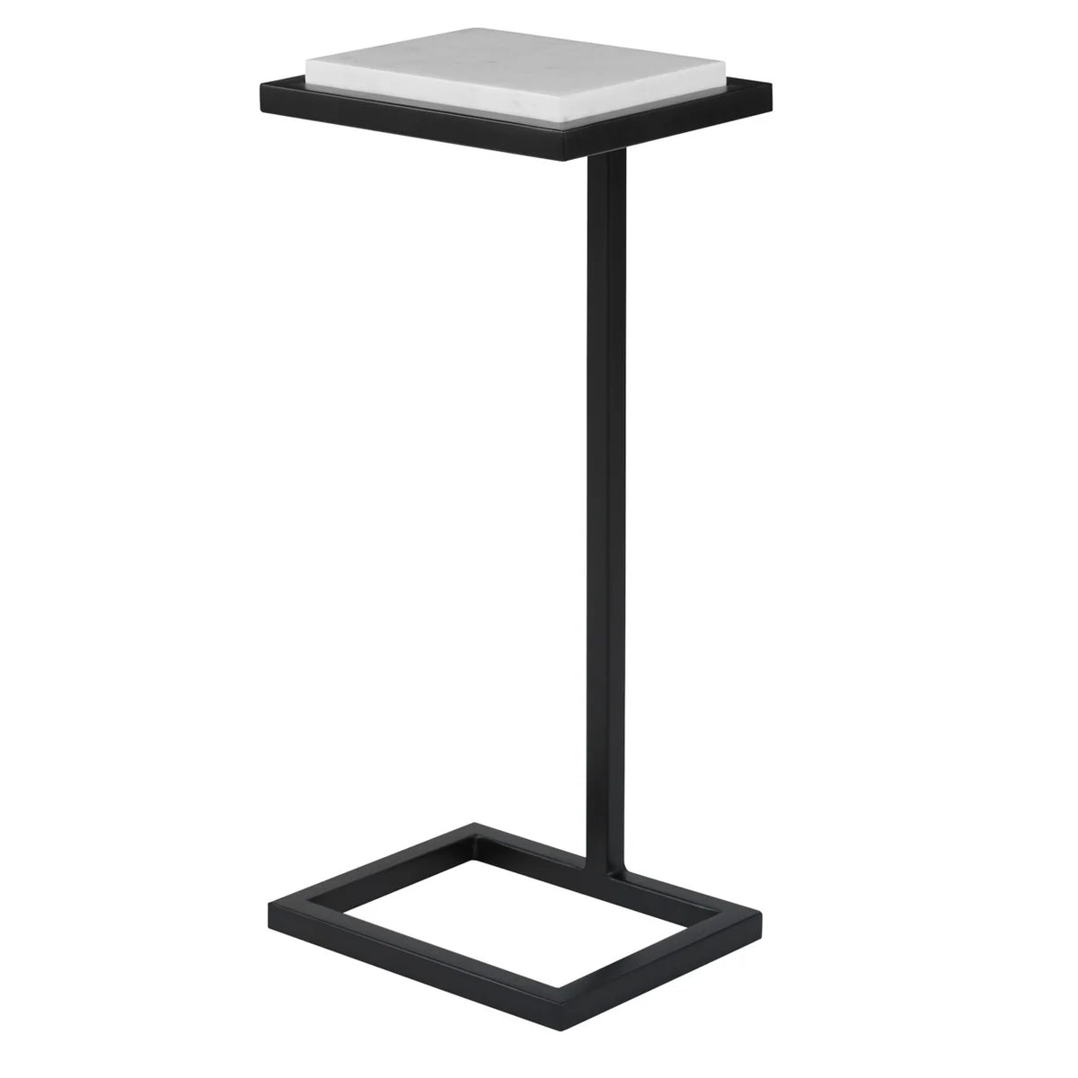 23 Inch Accent Side Table Marble Tabletop Polished White V41076