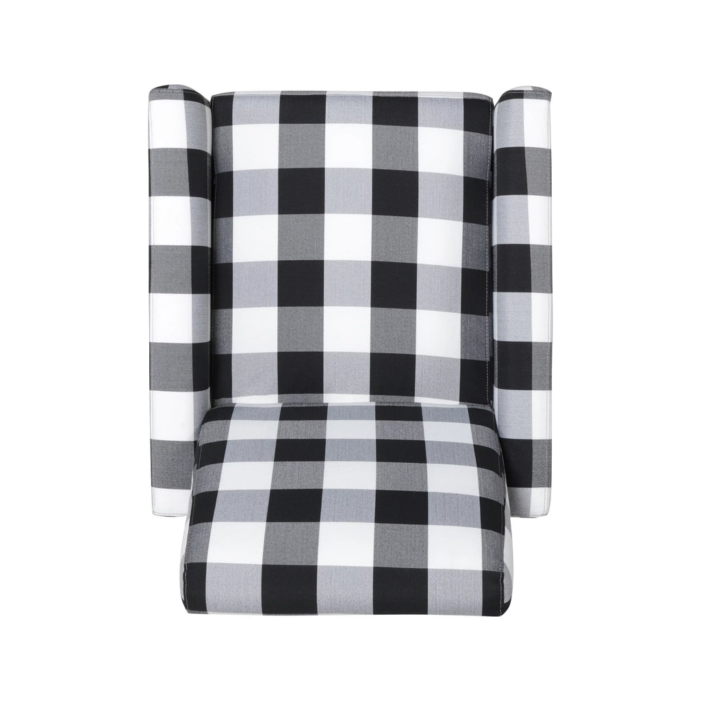 Black Checkerboard Fabric Push Back Recliner D715467