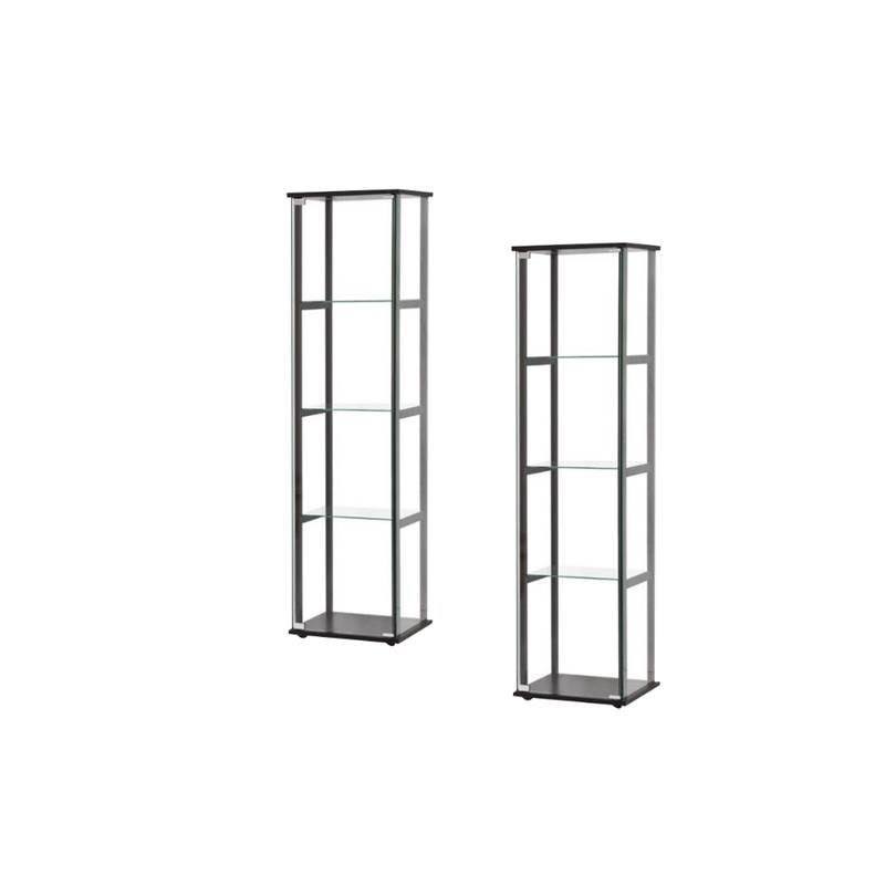 Set of 2 Black Glass Curio Cabinet O60992
