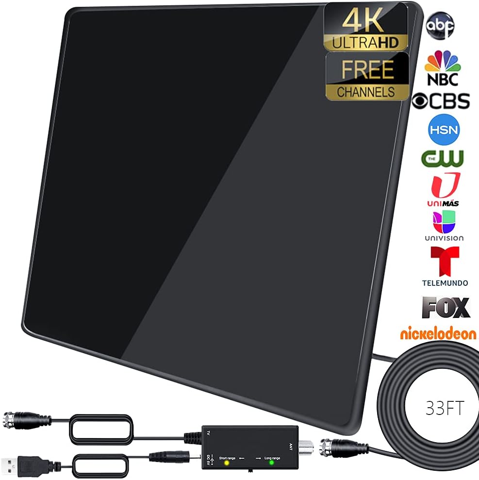 Digital TV Antenna with Smart Amplifier Booster and 33ft Coaxial Cable F764482