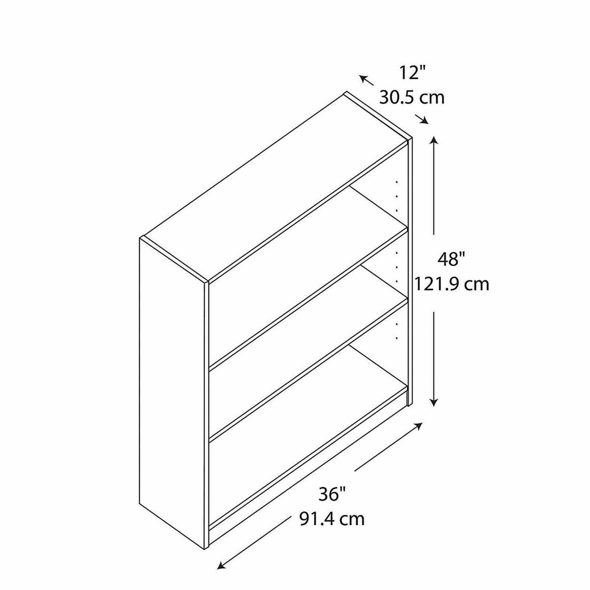 3-Shelf Bookcase in Snow Maple V44891