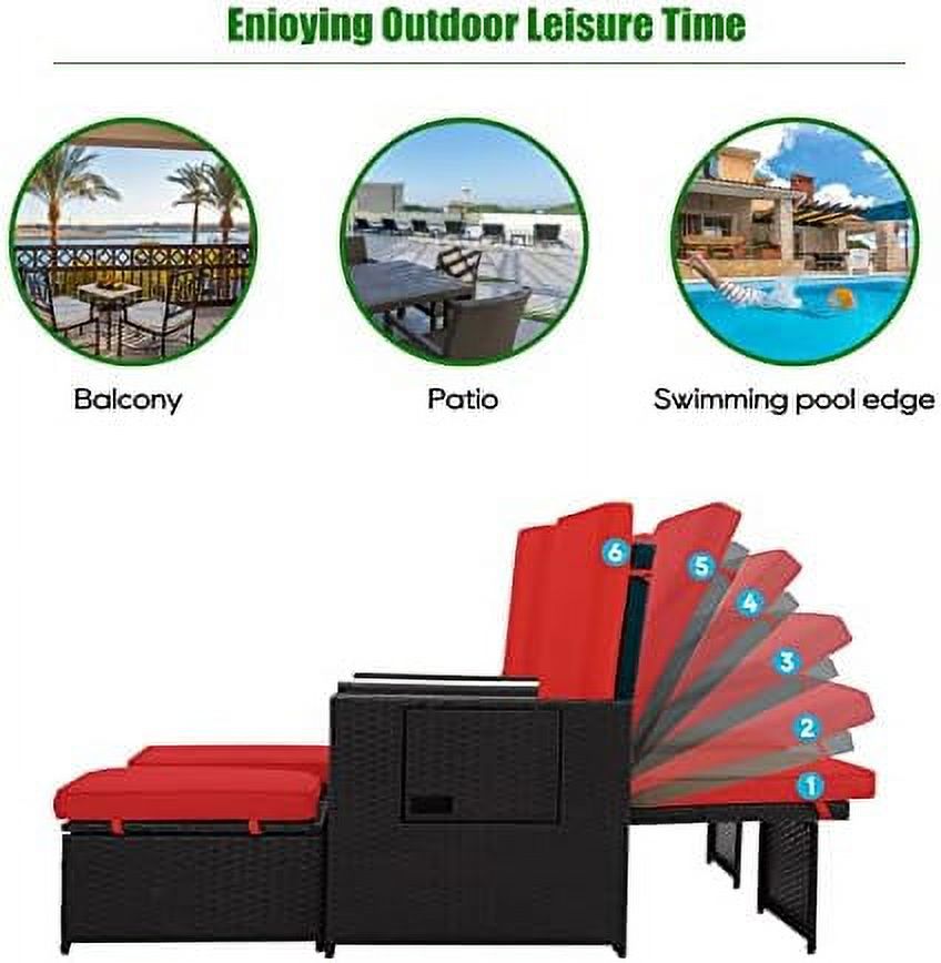 Outdoor Rattan Loveseat with Ottoman Footrest P620