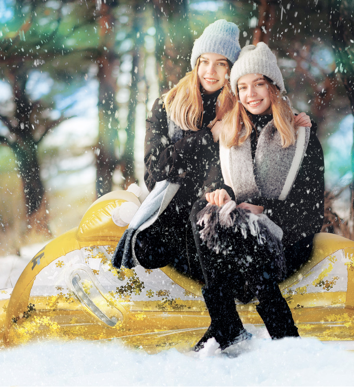 Inflatable Snowmobile Sled Set of 3, Rose Gold, Gold, and Silver, 51 Inches J3503