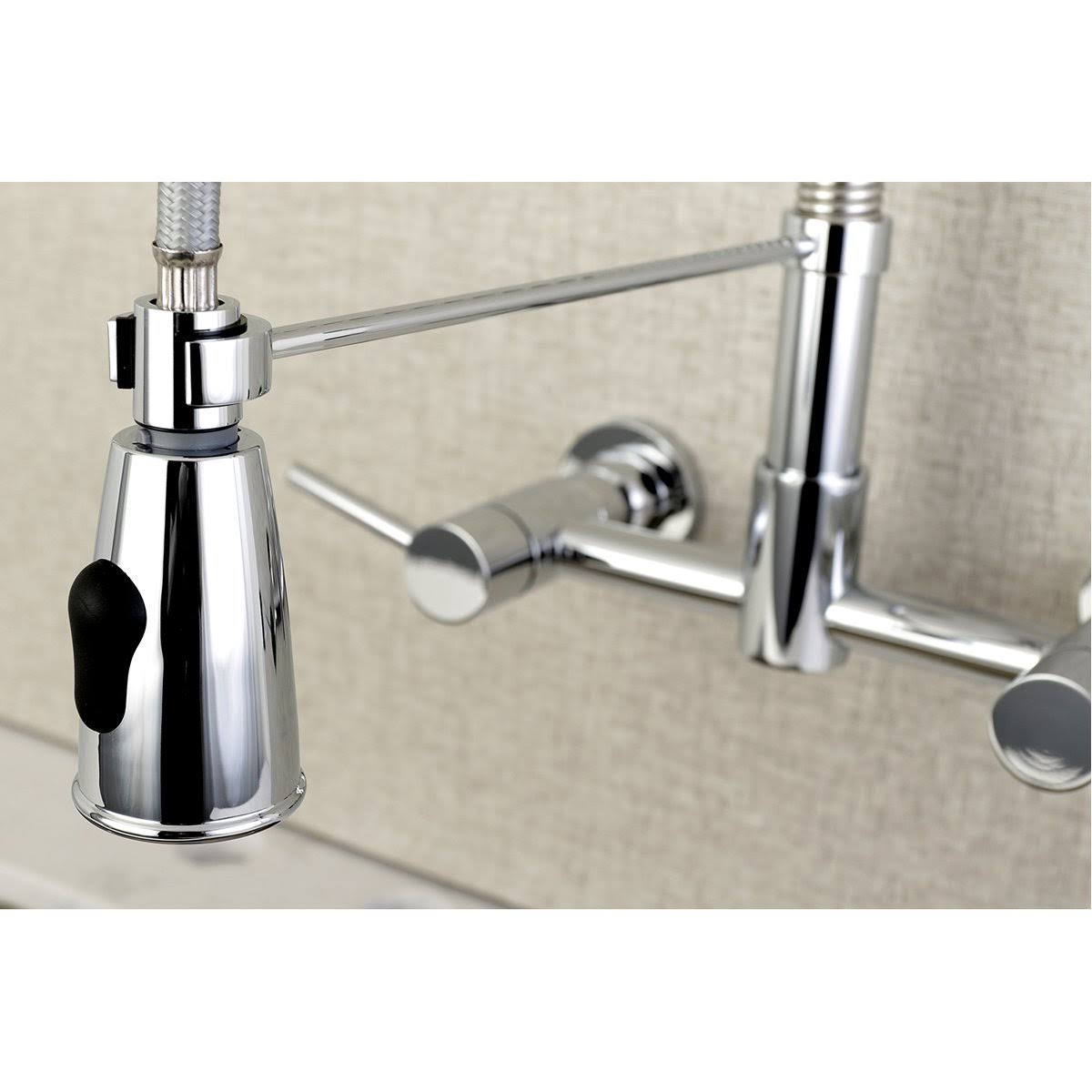 Polished Chrome 2-Handle Wall Mount Pull-Down Kitchen Faucet H508