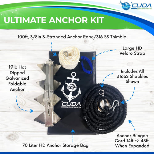19lb Hot Dipped Galvanized Steel Boat Anchor Kit G53832