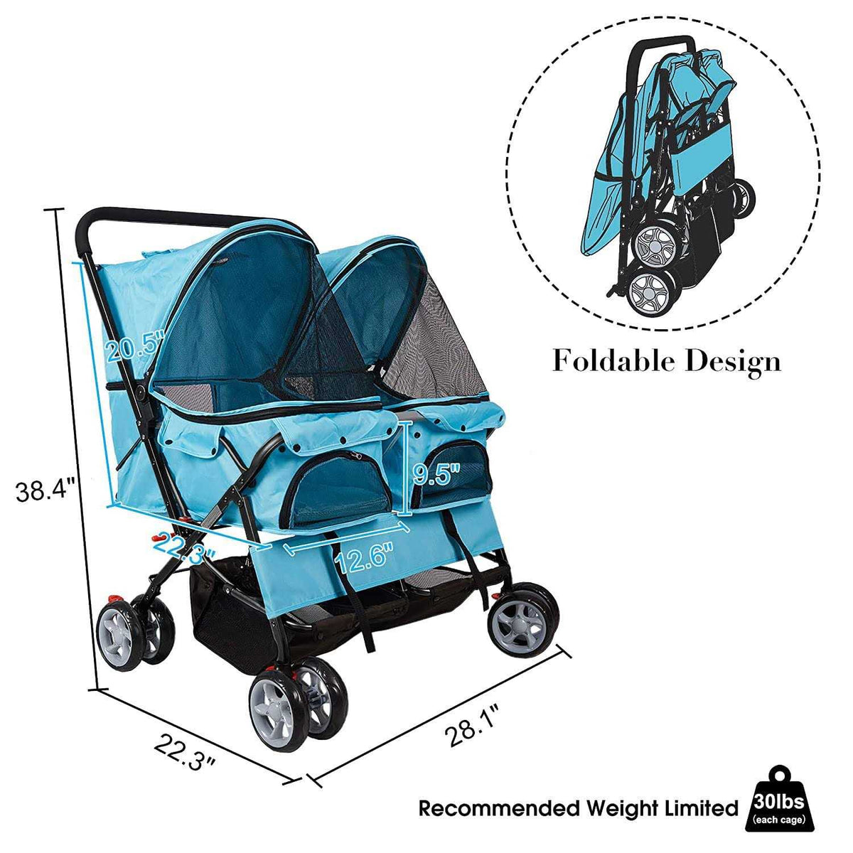 Foldable Double Pet Stroller T457087