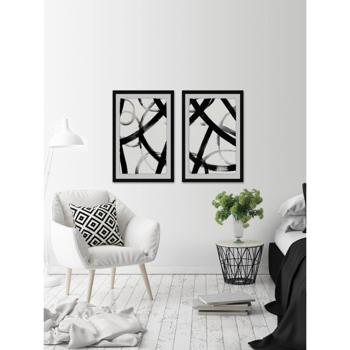 Monochrome Ripple Diptych, 18 inch x 24 inch Y2807