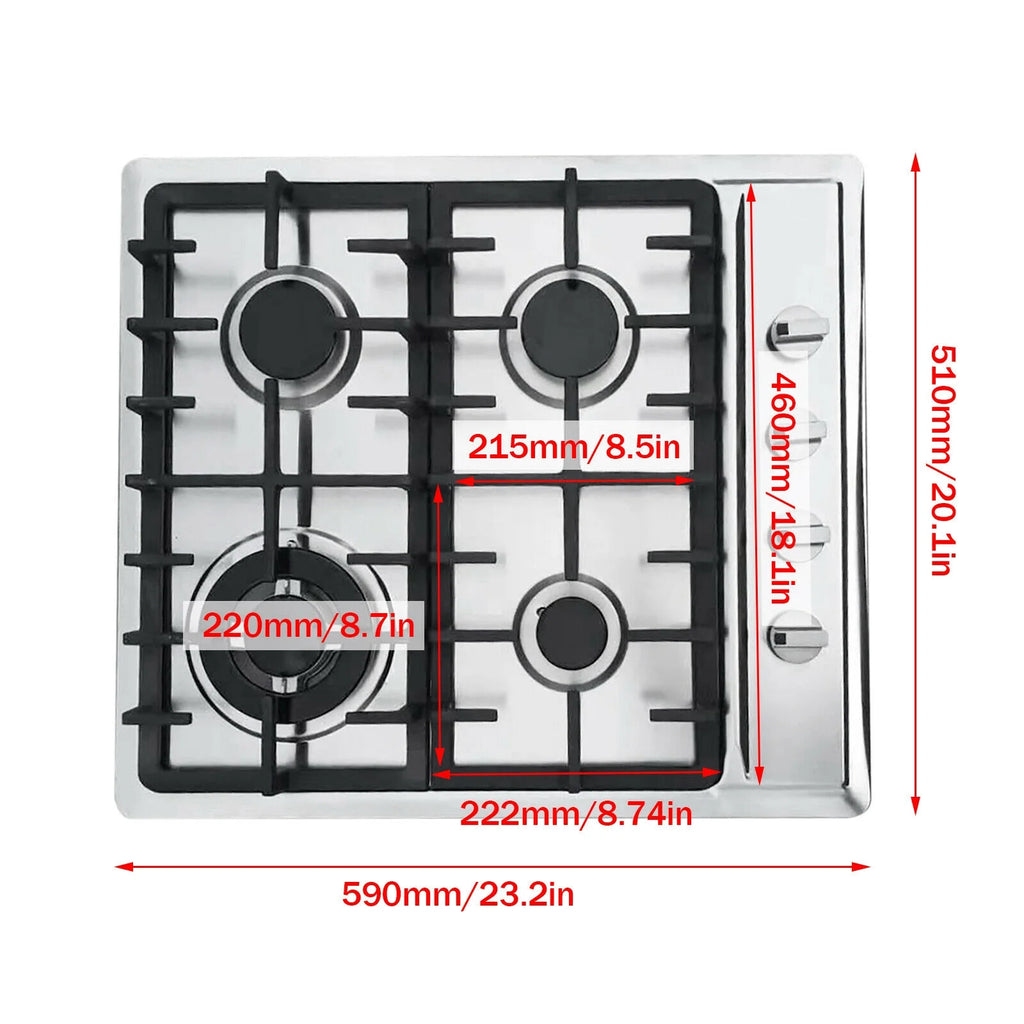23" 4 Burners Stainless Steel Cooktop F49489