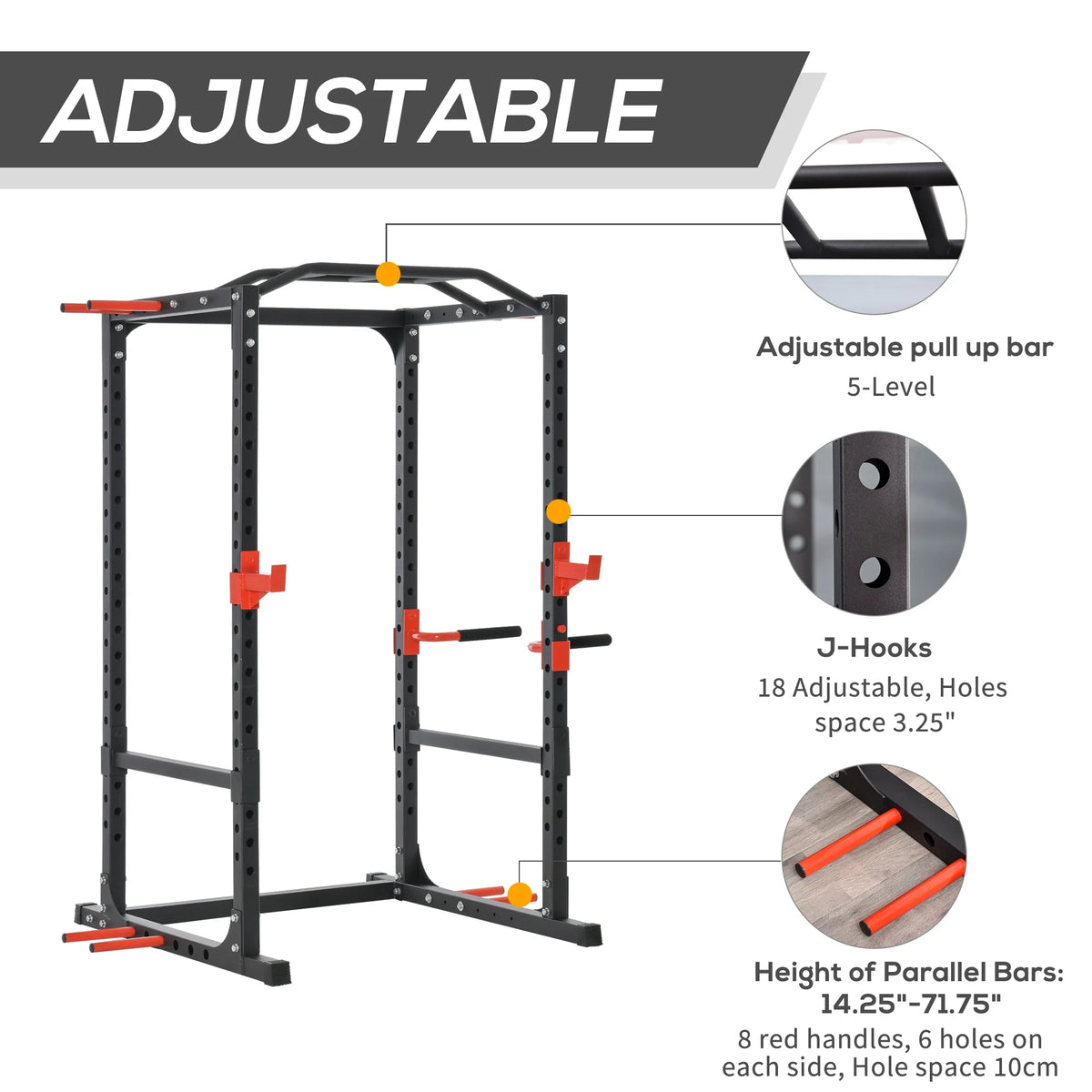 Adjustable Power Tower Dip Station Pull Up Bar Squat Rack Power Cage V82598