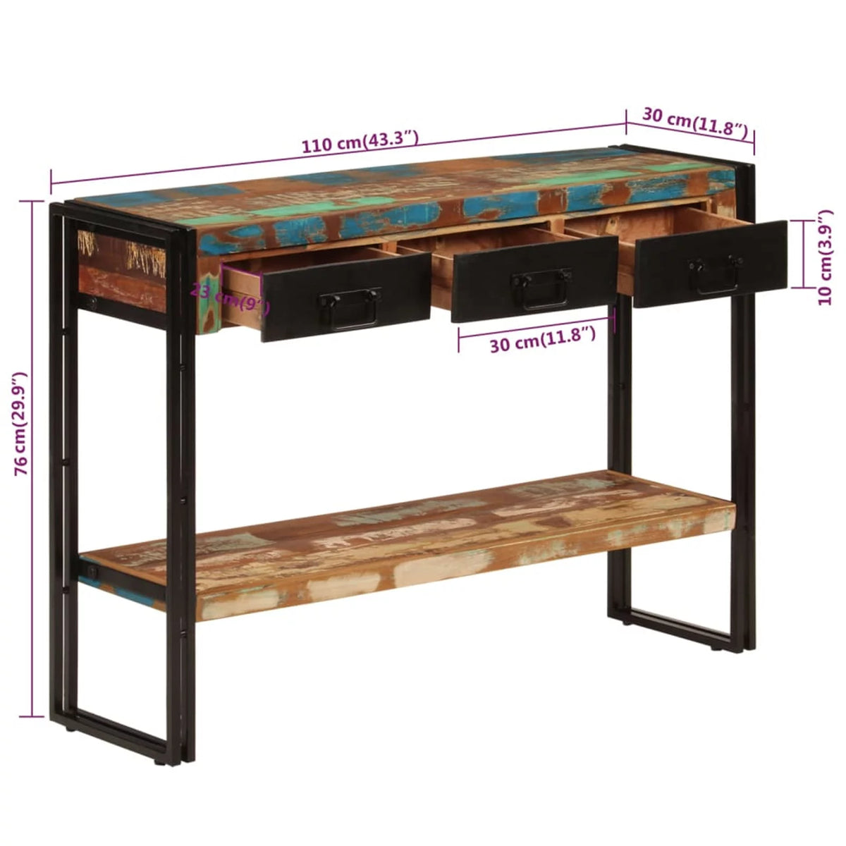 Solid Wood Reclaimed Console Table T163609