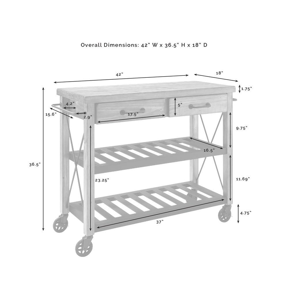 Natural Wood and Metal Kitchen Cart W7595