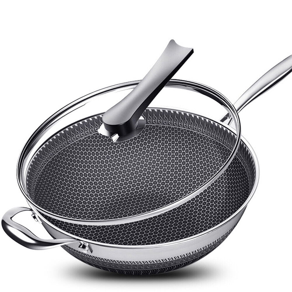 Non Stick Stainless Steel Frying Pan with Glass Lid F631789