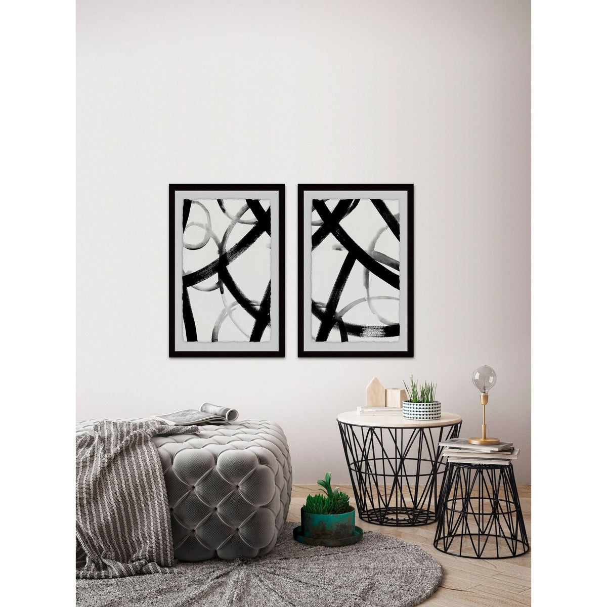 Monochrome Ripple Diptych, 18 inch x 24 inch Y2807
