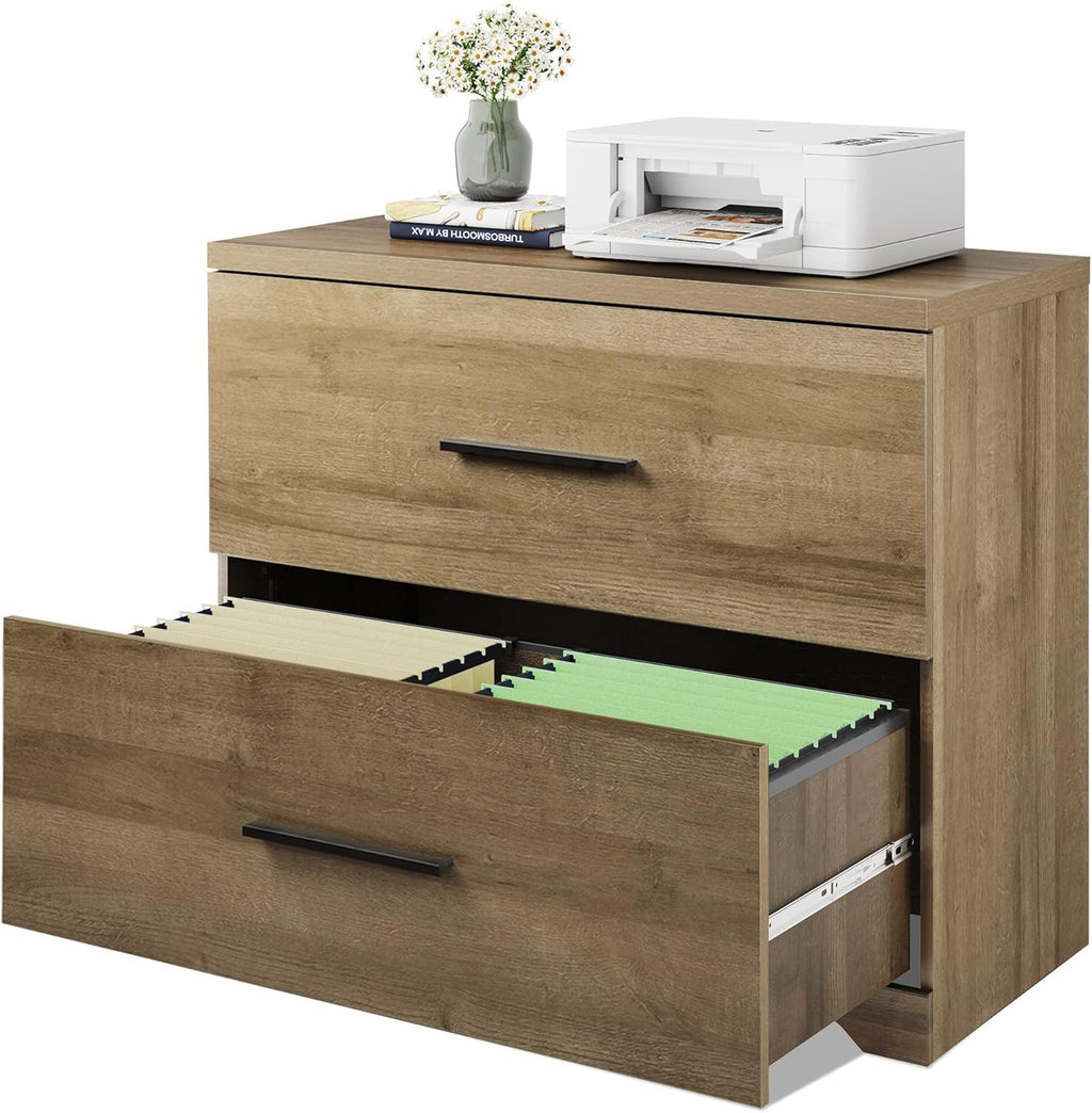 Gray Oak 2 Drawer Wood Lateral File Cabinet U870