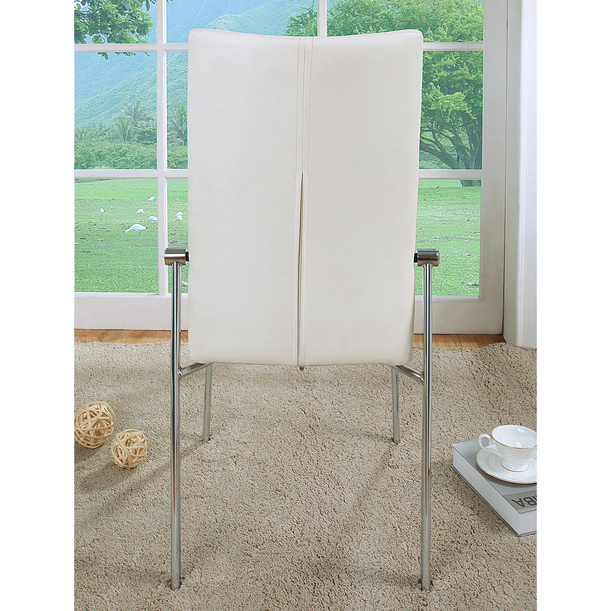 White Metal Tufted Dining Chairs Set of 2 H14945