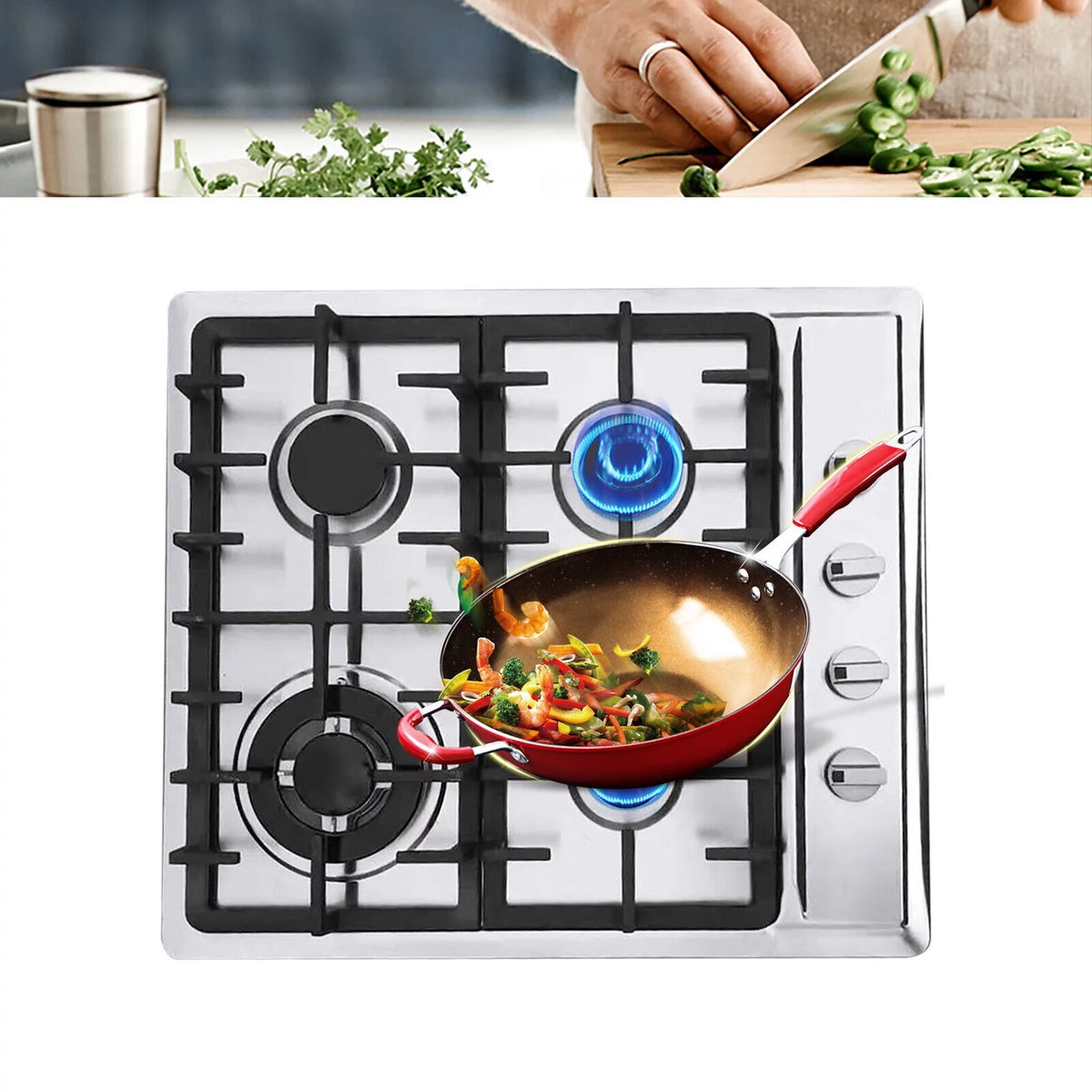 23" 4 Burners Stainless Steel Cooktop F49489