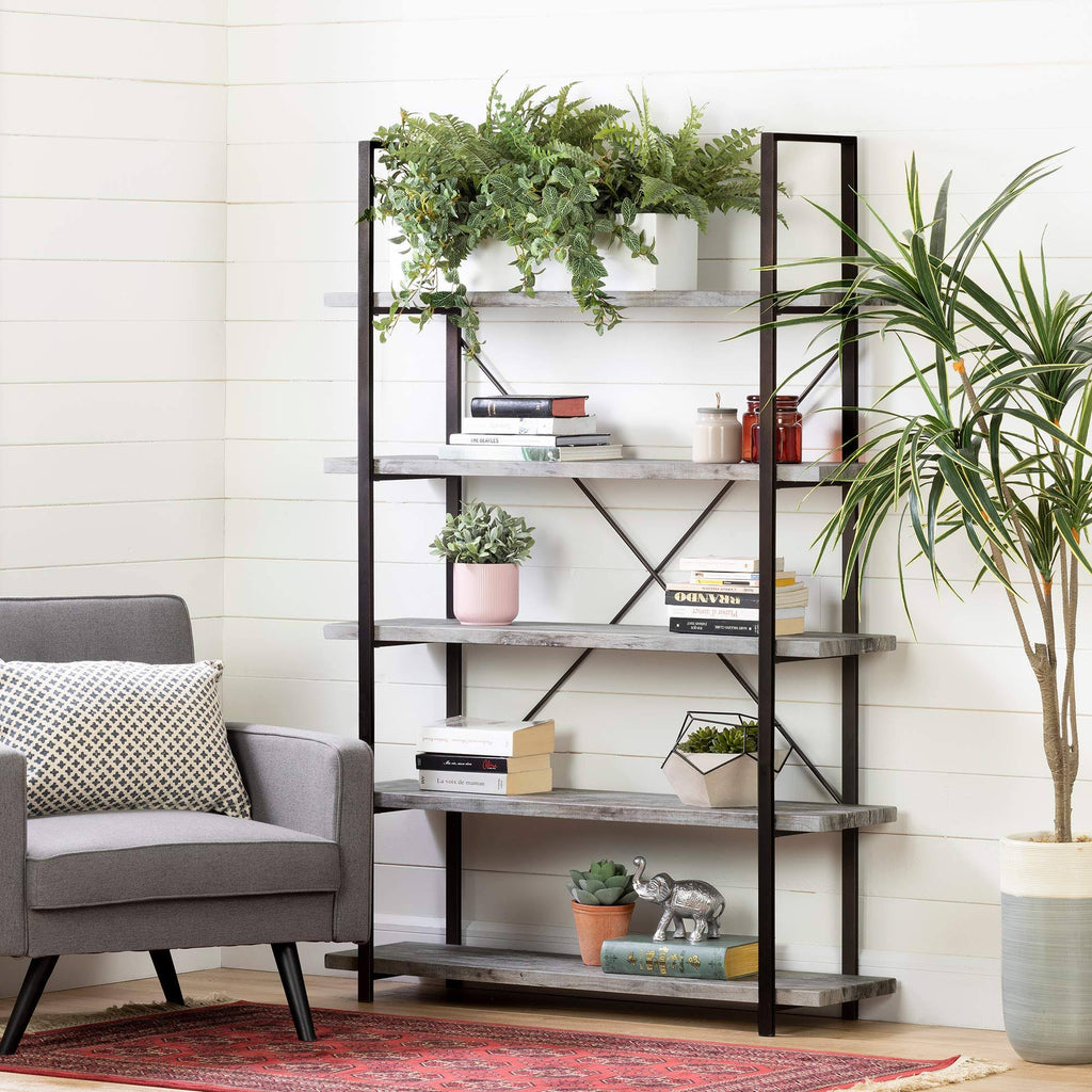 5-Shelf Shelving Unit Driftwood Gray L45078