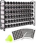 72 Empty Square Spice Jars Spice Rack Organizer with Labels and Funnel L48097
