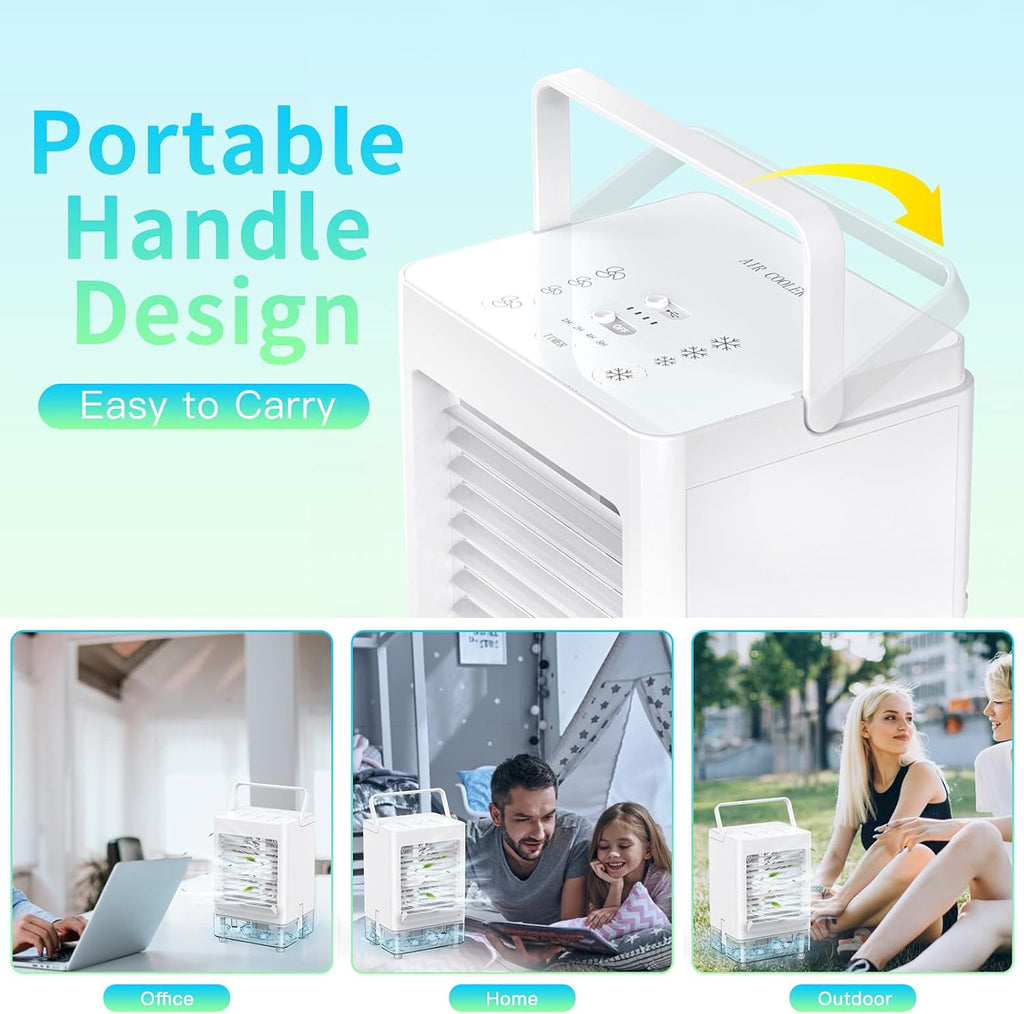Portable Evaporative Air Cooler Fan, 5000mAh Rechargeable, Pack of 2 W773942