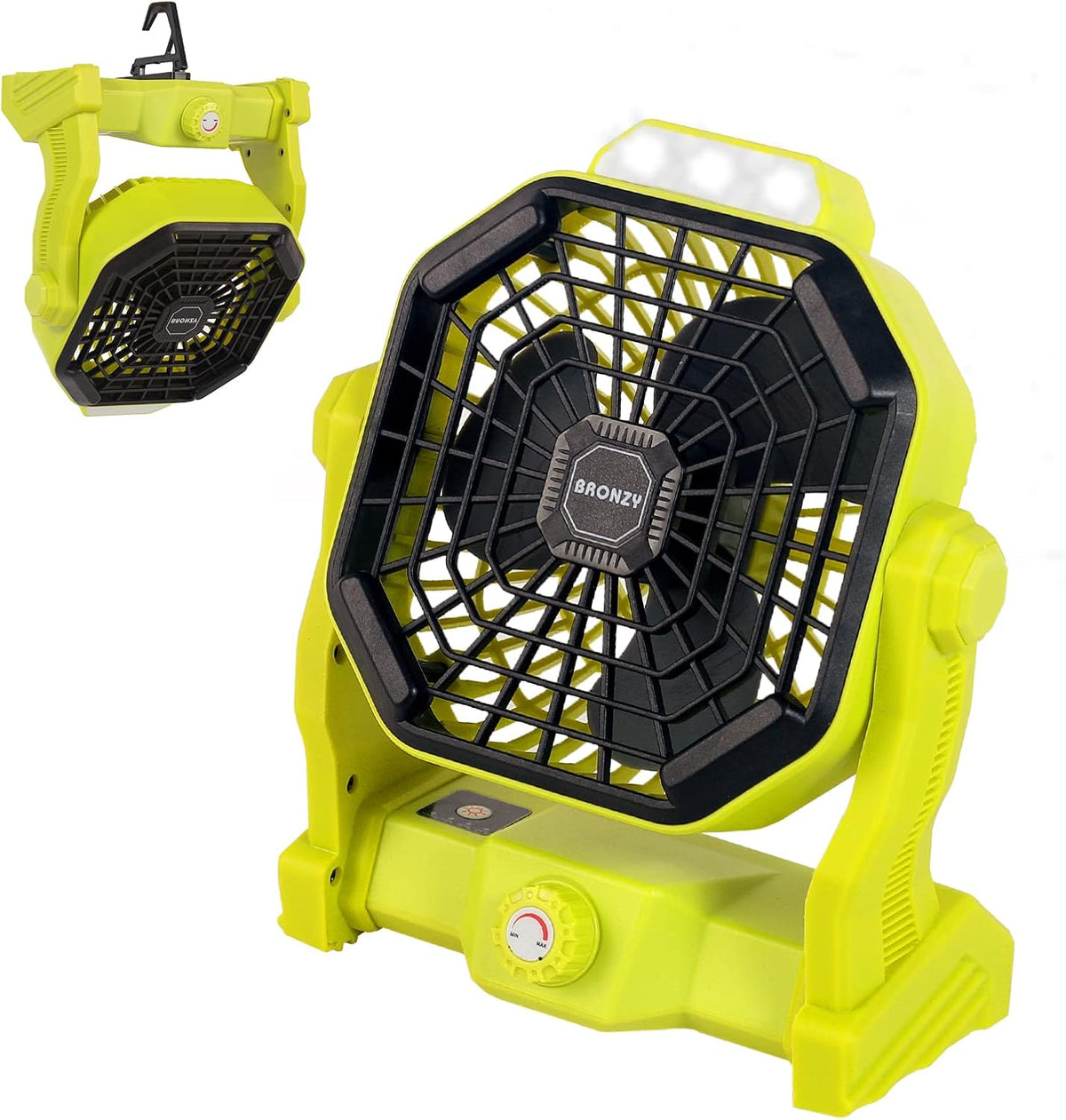 Rechargeable Portable USB Tent Fan with Light & Hook, Pack of 2 N77715