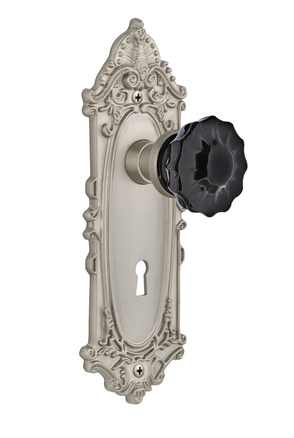 Black Crystal / Satin Nickel Interior Mortise Door Knob J909155