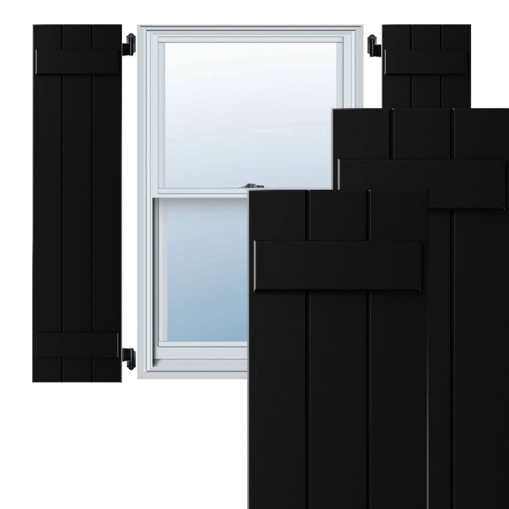Black Composite Board-n-Batten Shutters (Per Pair) Y869