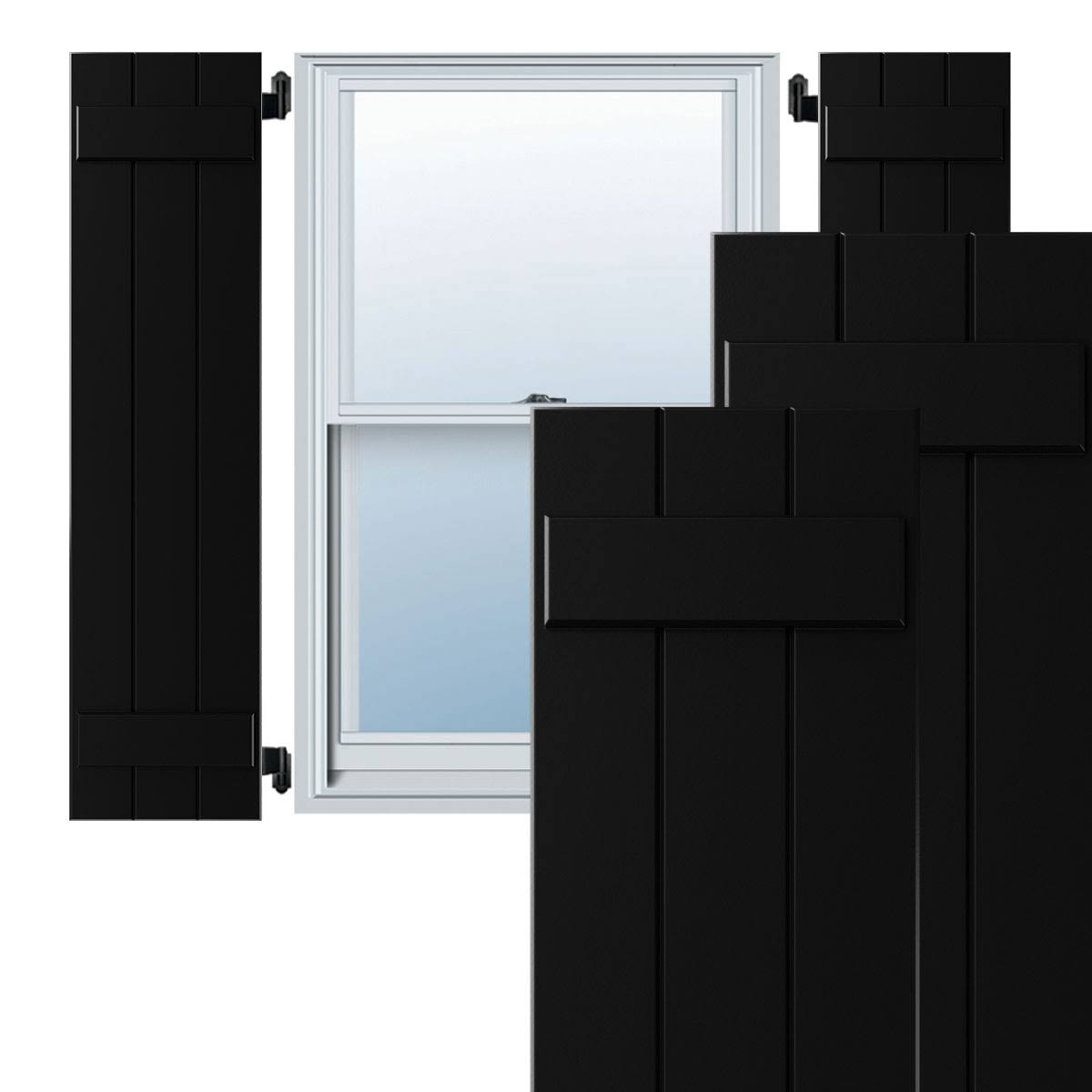 Black Composite Board-n-Batten Shutters (Per Pair) Y869