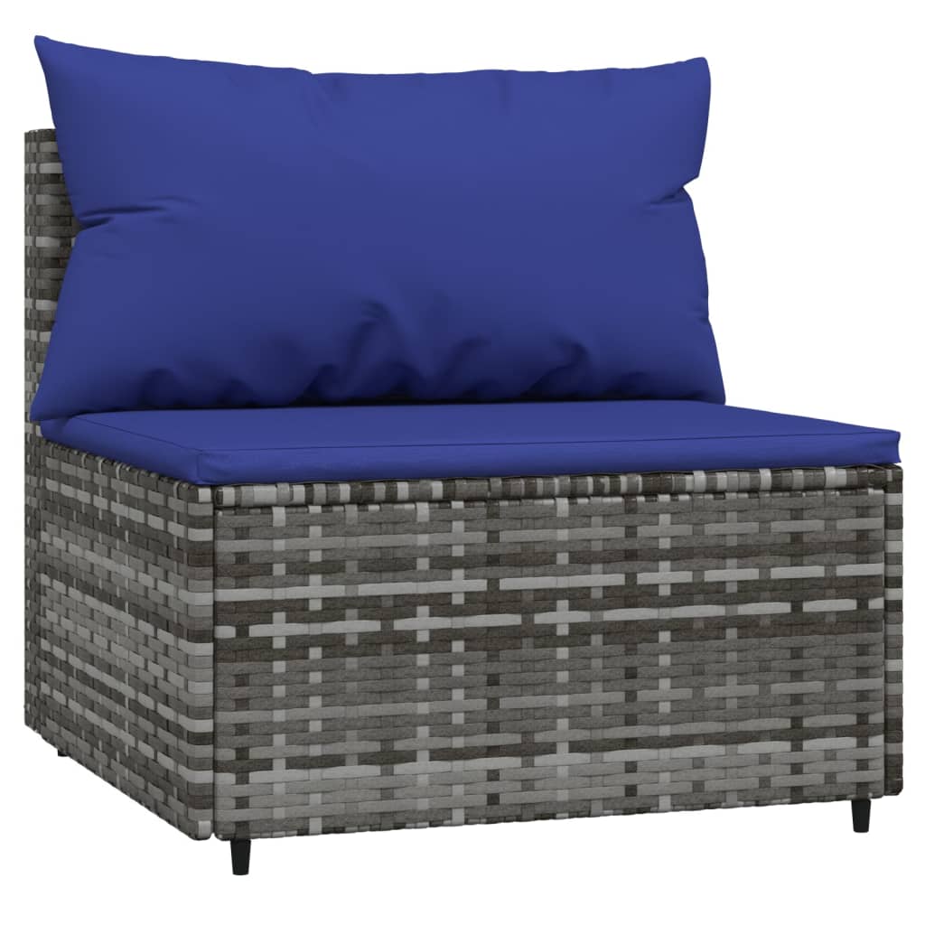 Gray Poly Rattan Patio Sofa with Cushions F7899