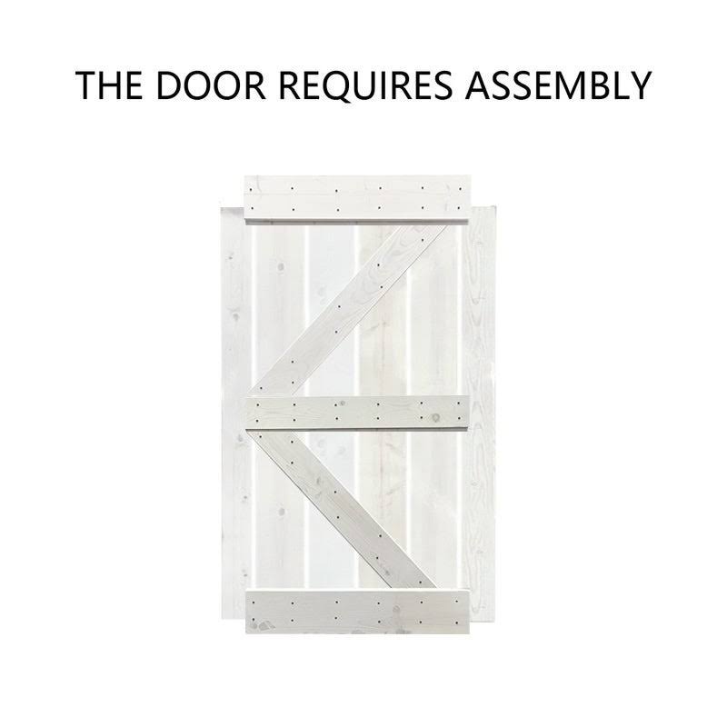 Solid Walnut Stained Knotty Pine Wood Interior Sliding Barn Door with Hardware Kit U219564