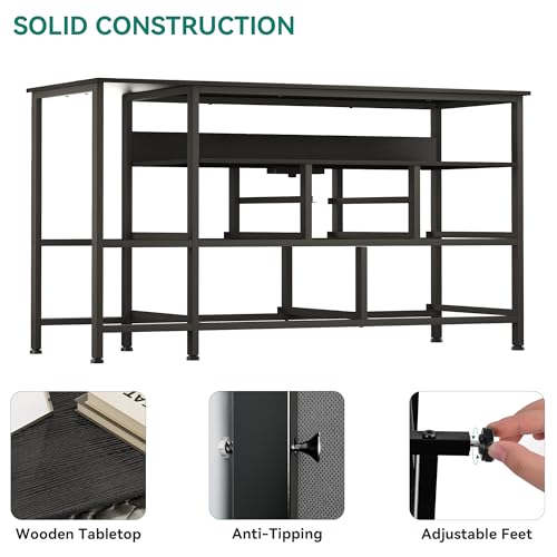 Black 9 Drawer TV Stand with Charging Station L136