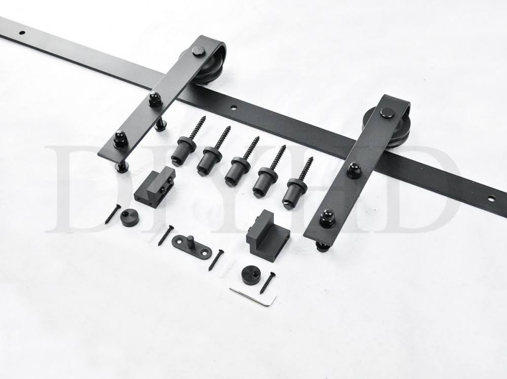 5ft Rustic Black Sliding Barn Wood Closet Door Hardware Kit N52288