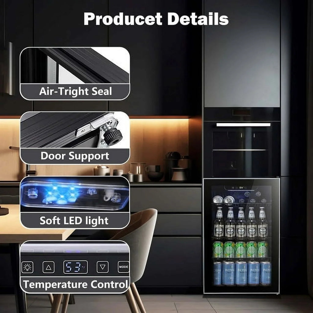 3.2 Cu.ft 120 Can Beverage Refrigerator Cooler Black D78421