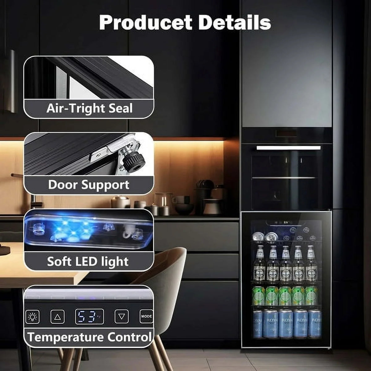 3.2 Cu.ft 120 Can Beverage Refrigerator Cooler Black D78421