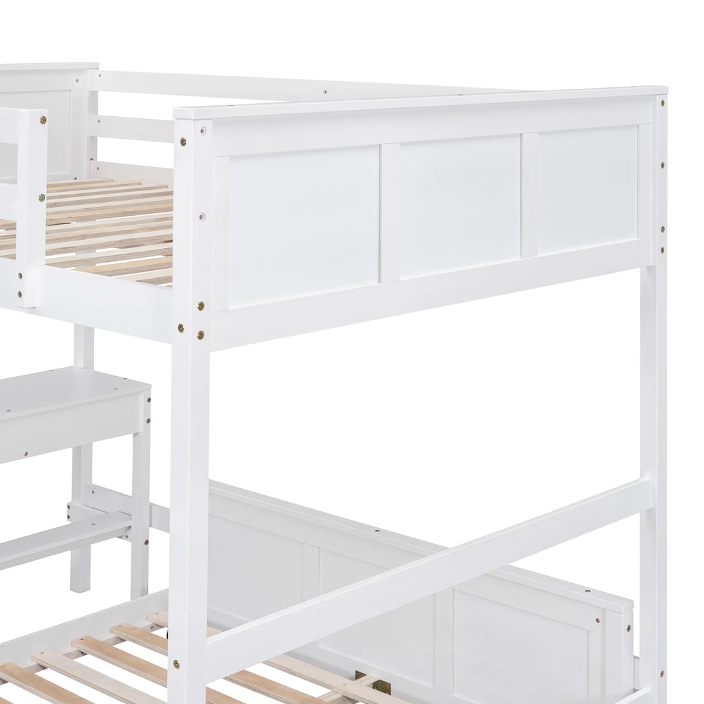 Full Over Full Bunk Bed with Desk, White F860913