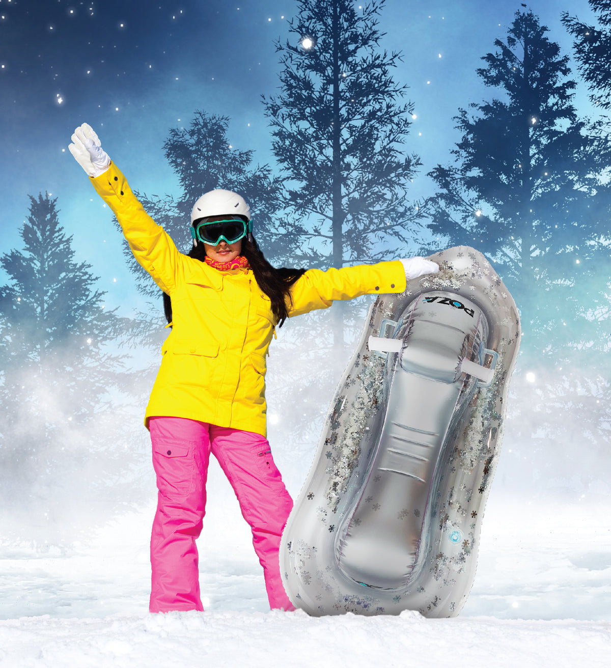 Inflatable Snowmobile Sled Set of 3, Rose Gold, Gold, and Silver, 51 Inches J3503