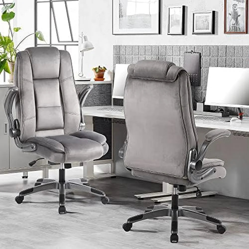 Leather Executive Office Desk Chair with Flip-up Arms D2974