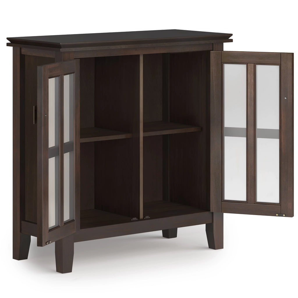 Solid Wood 30 inch Wide Low Storage Cabinet in Tobacco Brown H27942