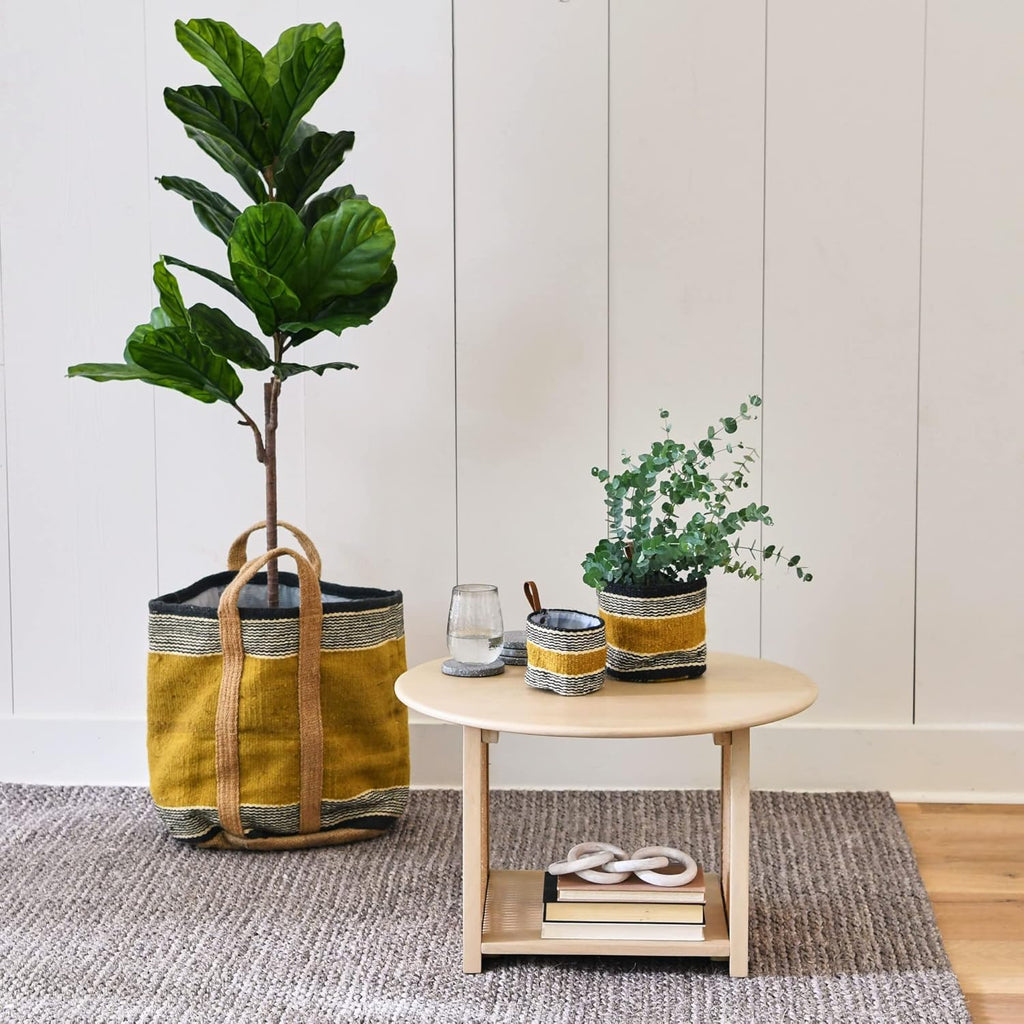 Natural Cane and Solid Mango Wood Round Coffee Table W868069