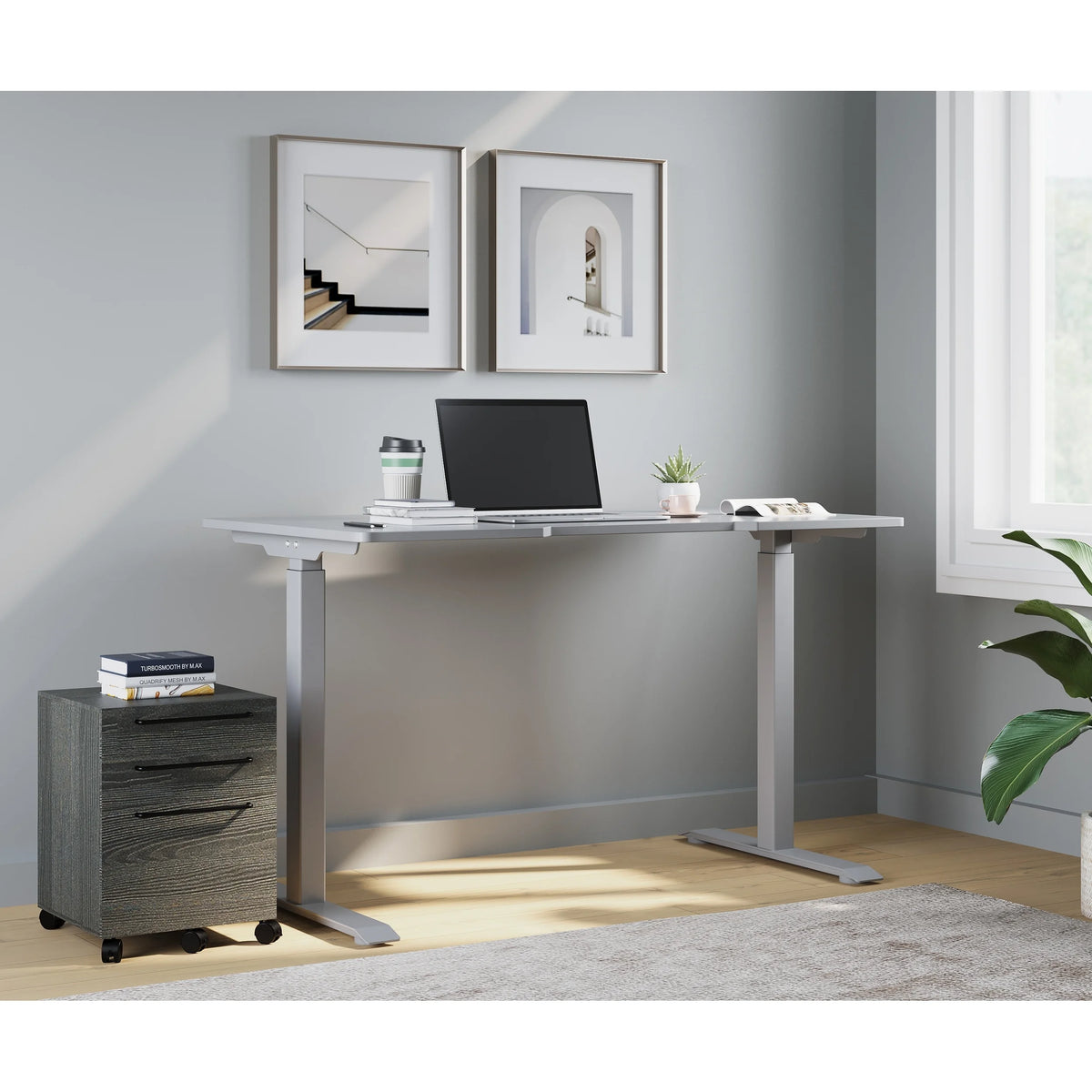 Electric Height Adjustable Standing Desk in White V84133