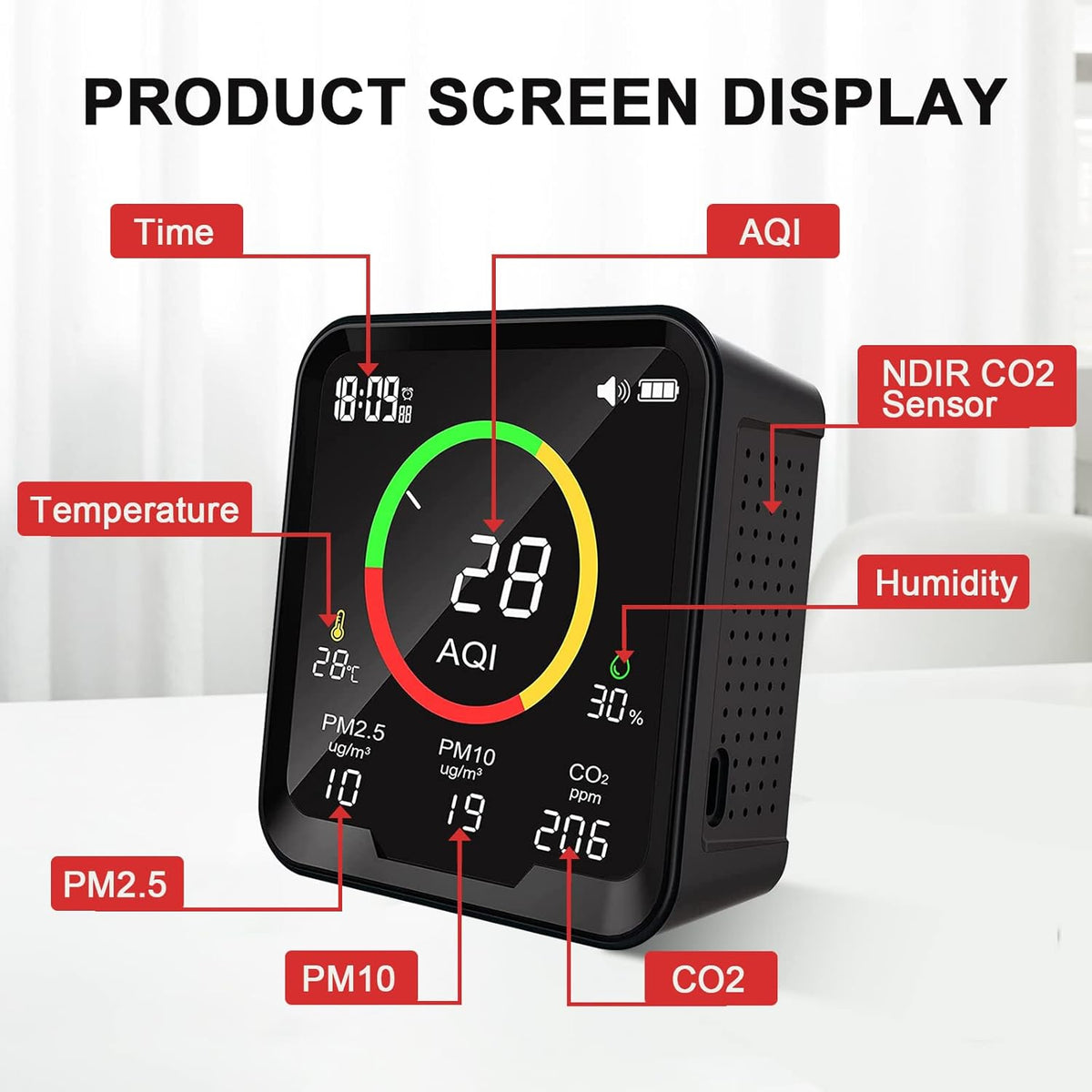 9A Air Quality Monitor CO2 Detector S88492