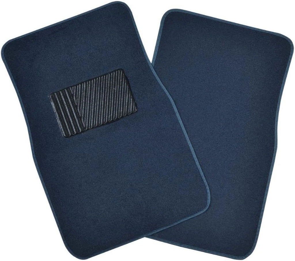 Blue 4PC Set of Carpet Car Floor Mats with Vinyl Heel Pad C92197