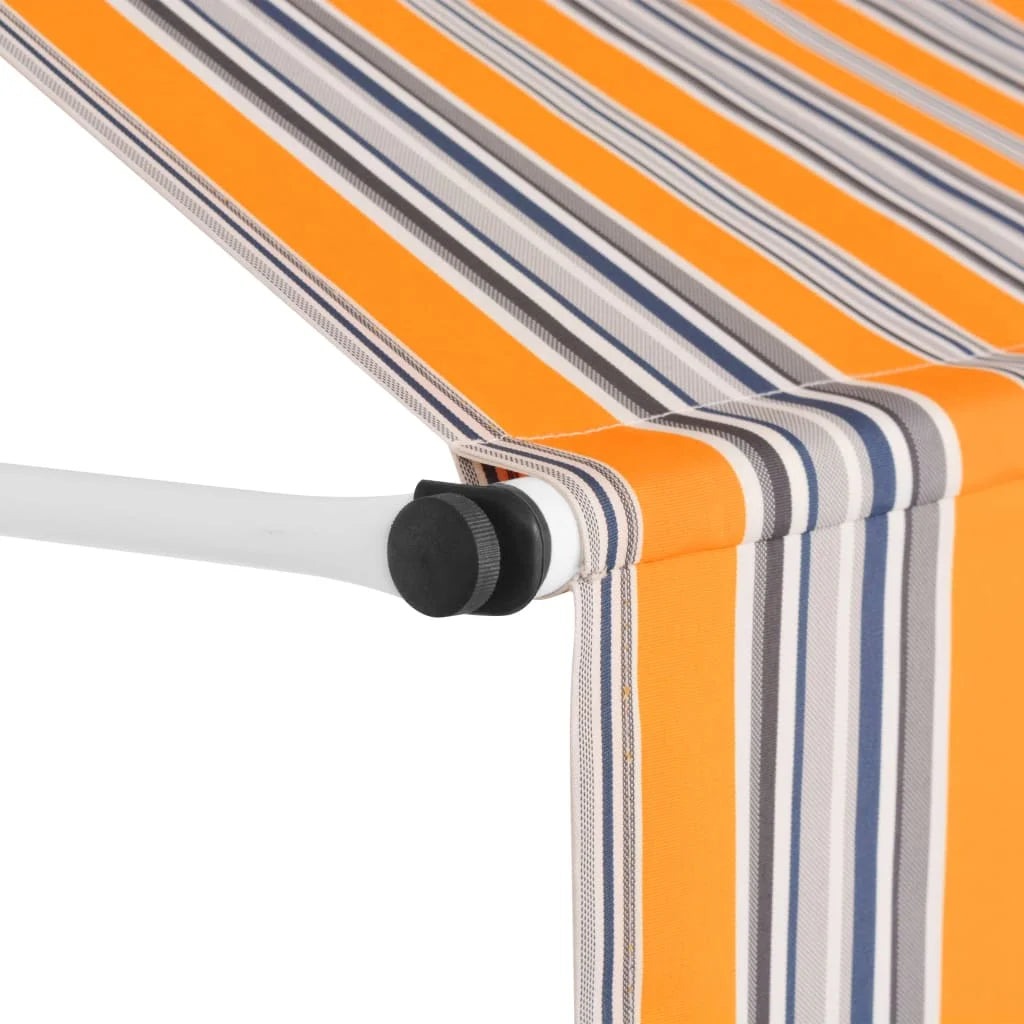 Yellow and Blue Stripes Manual Retractable Awning J292