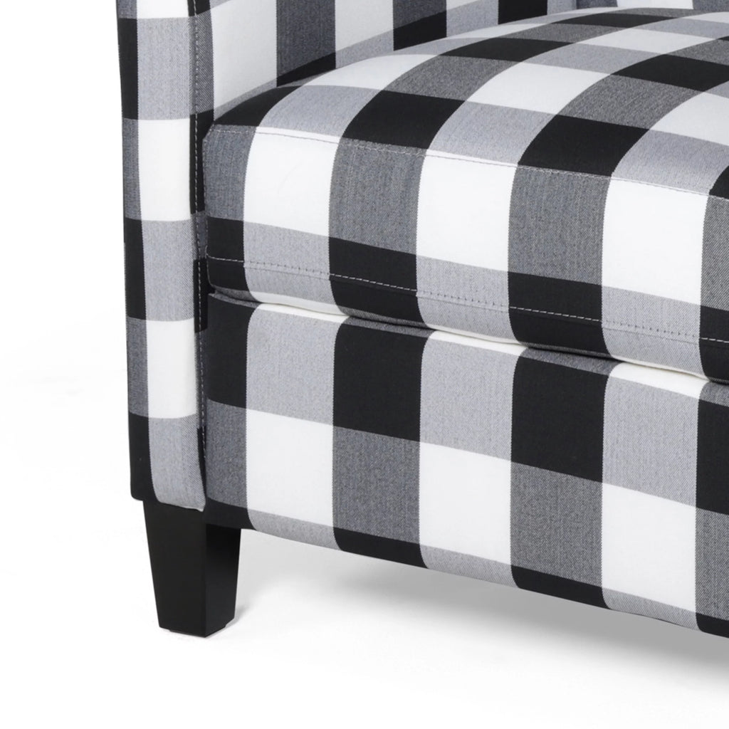Black Checkerboard Fabric Push Back Recliner D715467