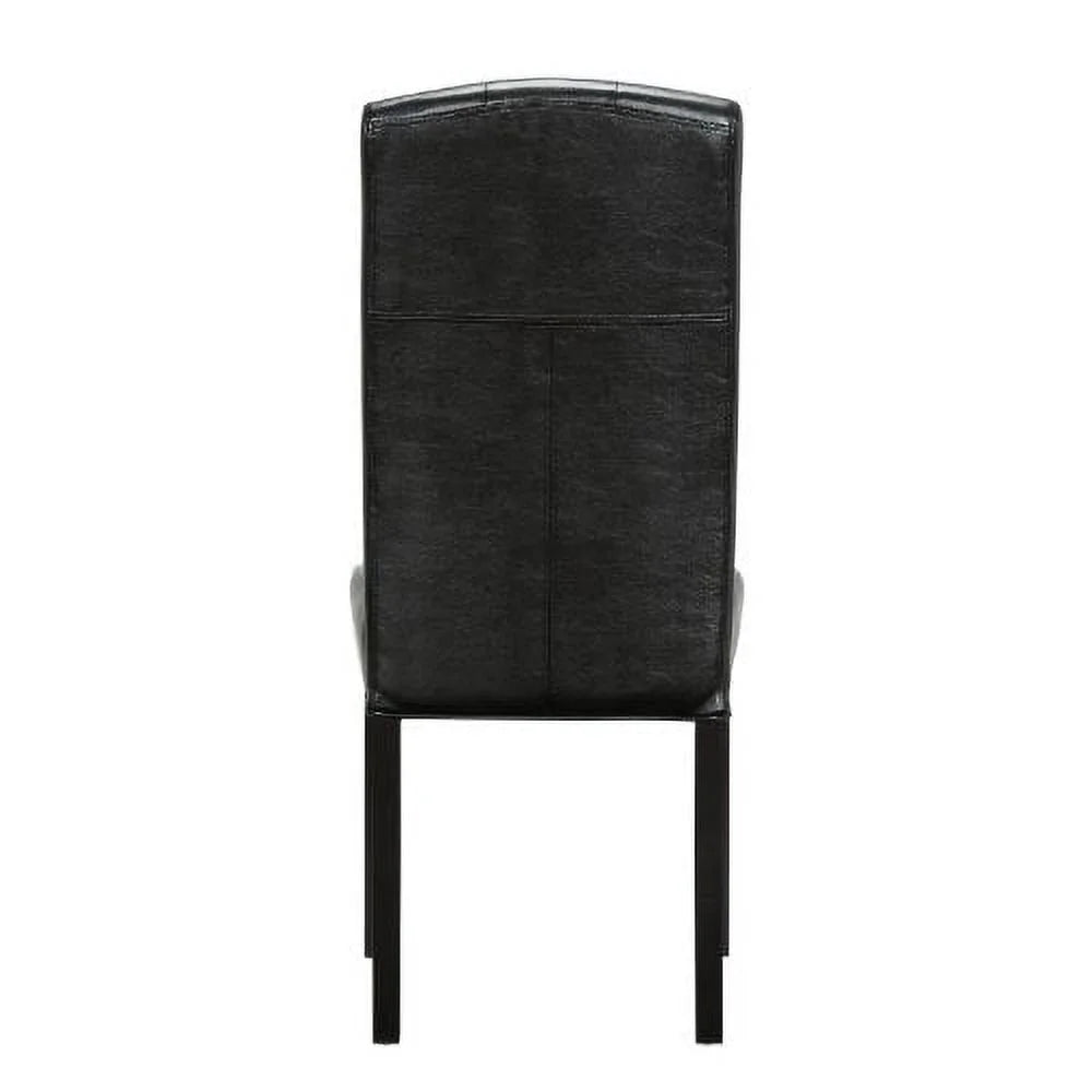 Black Tufted Faux Leather Dining Chairs F114