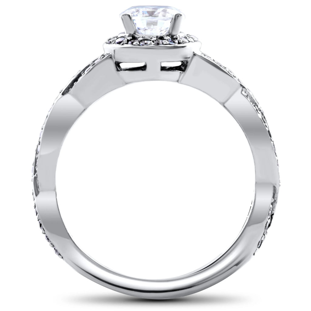 Curve Engagement Ring & Matching Wedding Band 14K White Gold G12419