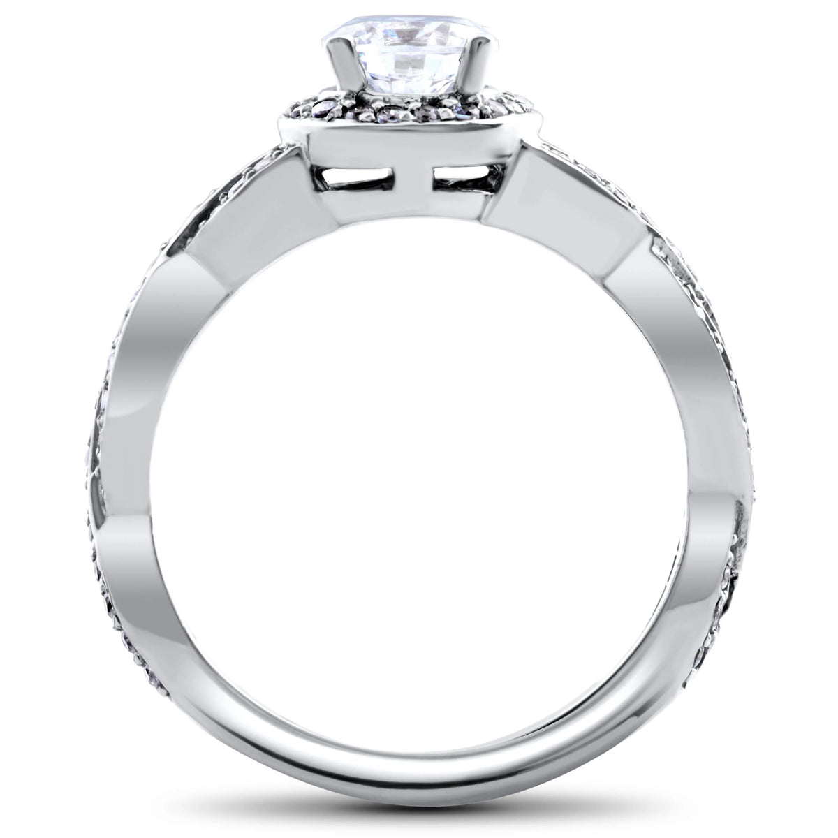 Curve Engagement Ring & Matching Wedding Band 14K White Gold G12419